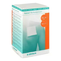 ASKINA Sideharsokompressit 10x10 cm steriloimattomat 12-kertaiset, 100 kpl