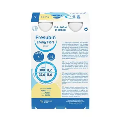 FRESUBIN ENERGY Fibre DRINK Vanilja Juomapullo, 4X200 ml