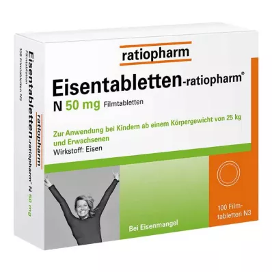 EISENTABLETTEN-ratiopharm N 50 mg kalvopäällysteiset tabletit, 100 kpl EISENTABLETTEN-ratiopharm N 50 mg kalvopäällysteiset tabletit, 100 kpl