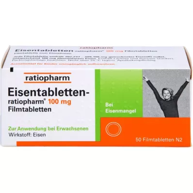 EISENTABLETTEN-ratiopharm 100 mg kalvopäällysteiset tabletit, 50 kpl