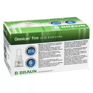 OMNICAN hieno kynäkanyyli 31 G 0,25x6 mm, 100 kpl