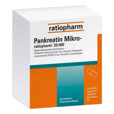 Pankreatiini mikrosuhde.20000 mahalaukun kovaa kapselia, 200 kpl