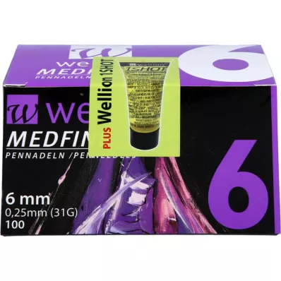 WELLION MEDFINE sekä kynäneuloja 6 mm, 100 kpl