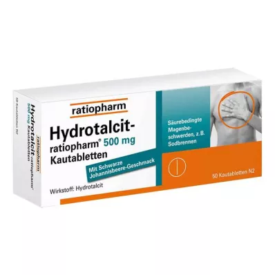 HYDROTALCIT-ratiopharm 500 mg purutabletit, 50 kpl