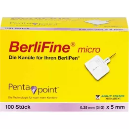 BERLIFINE mikrokanyylit 0,25x5 mm, 100 kpl