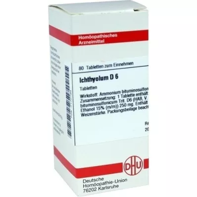 ICHTHYOLUM D 6 tablettia, 80 kpl