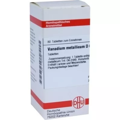 VANADIUM METALLICUM D 6 tablettia, 80 kpl