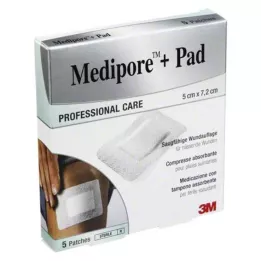 MEDIPORE+Tyyny 3M 5x7.2cm 3562NP Laastari, 5 kpl