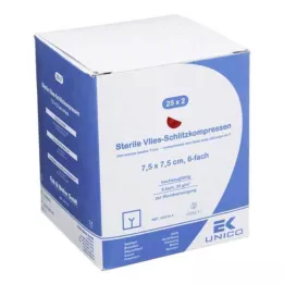 VLIES-SCHLITZKOMPRESSEN 7,5x7,5 cm steriili 6x, 25X2 kpl
