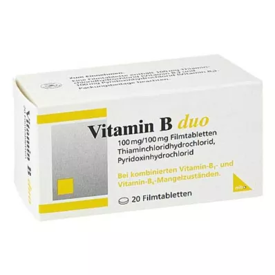 Vitamin B Duo kalvopäällysteiset tabletit, 20 kpl Vitamin B Duo kalvopäällysteiset tabletit, 20 kpl