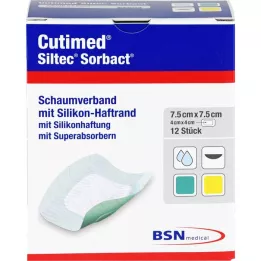 CUTIMED Siltec Sorbact PU-Side 7,5x7,5 cm, 12 kpl