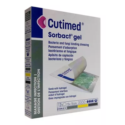 CUTIMED Sorbact-geelikompressit 7,5x15 cm, 12 kpl