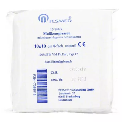 MULLKOMPRESSEN ES 10x10 cm ei-steriili 8x, 10 kpl MULLKOMPRESSEN ES 10x10 cm ei-steriili 8x, 10 kpl