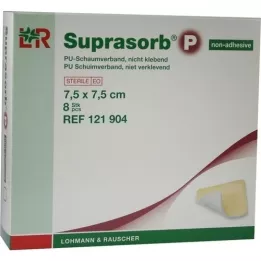 SUPRASORB P PU-Vaahtomuovi v.liimaton 7,5x7,5 cm, 8 kpl