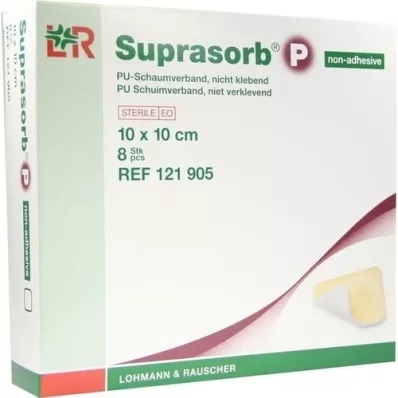 SUPRASORB P PU-Vaahtomuovi v. liimaton 10x10 cm, 8 kpl