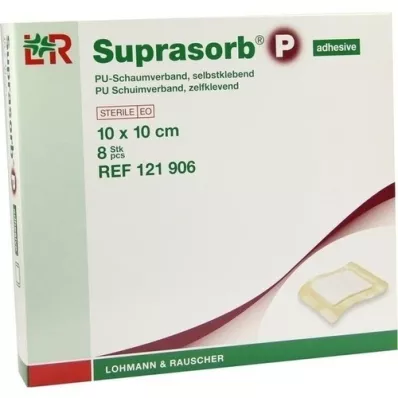 SUPRASORB P PU-Foam v. itseliimautuva 10x10 cm, 8 kpl