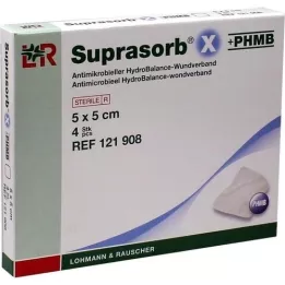 SUPRASORB X+PHMB HydroBalance haavasidos 5x5 cm, 4 kpl