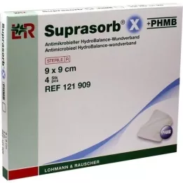 SUPRASORB X+PHMB HydroBalance haavasidos 9x9 cm, 4 kpl