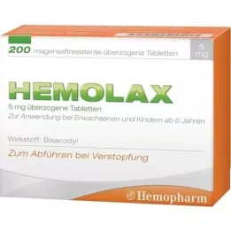HEMOLAX 5 mg:n enteropäällysteiset tabletit, 200 kpl