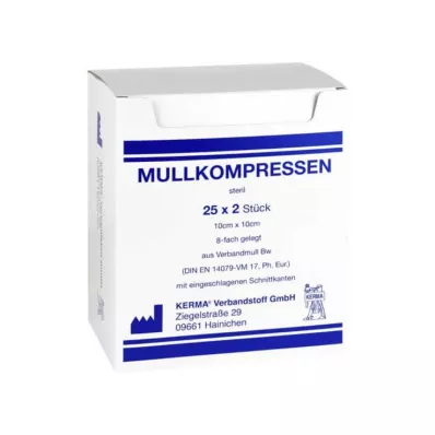 MULLKOMPRESSEN 10x10 cm steriili 8x BW, 25X2 kpl MULLKOMPRESSEN 10x10 cm steriili 8x BW, 25X2 kpl