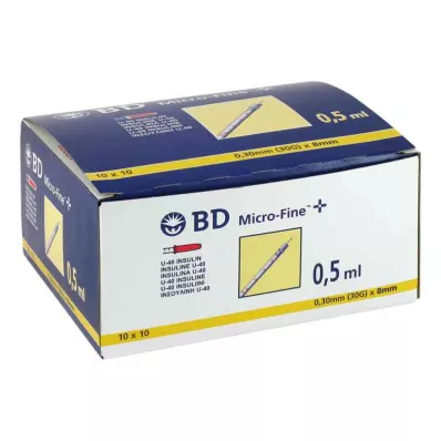 BD MICRO-FINE+ Insuliinipr.0,5 ml U40 8 mm, 100X0,5 ml