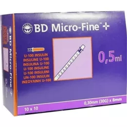 BD MICRO-FINE+ Insuliinipr.0,5 ml U100 8 mm, 100X0,5 ml
