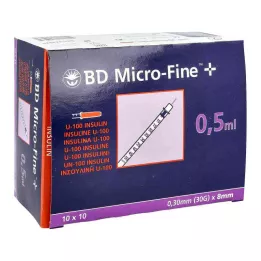 BD MICRO-FINE+ Insuliinipr.0,5 ml U100 8 mm, 100X0,5 ml