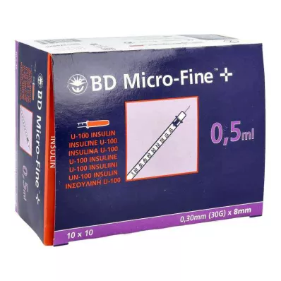 Bd Micro-fine+ U 100 Ins.spr.8 mm (100 x 0,5 ml)