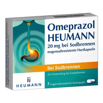 Omepratsoli HEUMANN 20 mg närästykseen, enteropäällysteinen kova pakkaus, 7 kpl Omepratsoli HEUMANN 20 mg närästykseen, enteropäällysteinen kova pakkaus, 7 kpl