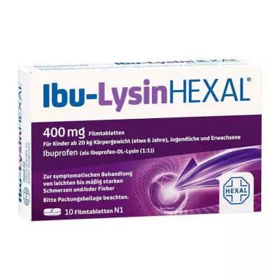 Ibu-Lysine Hexal 400 mg kalvopäällysteiset tabletit, 10 kpl Ibu-Lysine Hexal 400 mg kalvopäällysteiset tabletit, 10 kpl