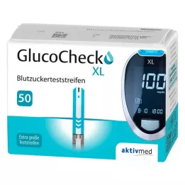 GLUCOCHECK XL Verensokeritestiliuskat, 50 kpl