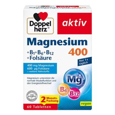 DOPPELHERZ Magnesium 400 mg tabletit, 60 kpl DOPPELHERZ Magnesium 400 mg tabletit, 60 kpl