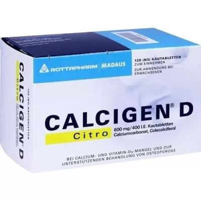 CALCIGEN D Citro 600 mg/400 I.U. purutabletit, 120 kpl