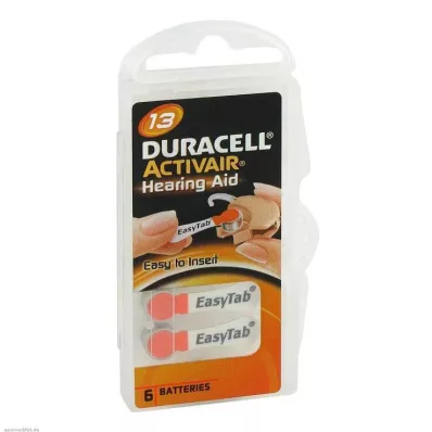 BATTERIEN f.kuulokojeet Duracell 13, 6 kpl