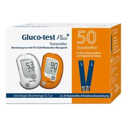 GLUCO TEST Plus-verensokeritestiliuskat, 50 kpl