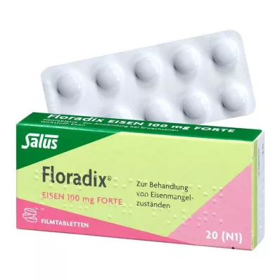 Floradix iron 100 mg forte kalvopäällysteiset tabletit, 20 kpl Floradix iron 100 mg forte kalvopäällysteiset tabletit, 20 kpl