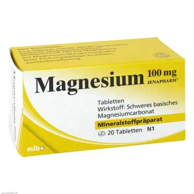 MAGNESIUM 100 mg Jenapharm-tabletit, 20 kpl MAGNESIUM 100 mg Jenapharm-tabletit, 20 kpl