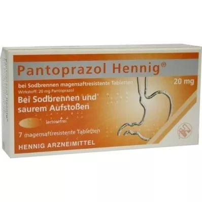 PANTOPRAZOL Hennig b.Sodbrennen 20 mg msr.Tabl., 7 kpl