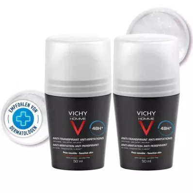 Vichy Homme Deodorant Roll on herkälle iholle 48h Dp (2x50 ml) Vichy Homme Deodorant Roll on herkälle iholle 48h Dp (2x50 ml)