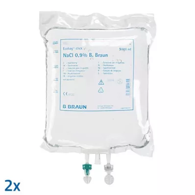Suolaliuos 0,9 % B.Braun-huuhteluliuos Ecob.Click, 2X5000 ml