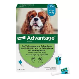 ADVANTAGE 100 liuosta koirille 4-10 kg, 4 kpl