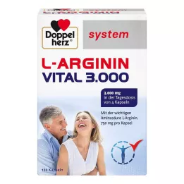 DOPPELHERZ L-Arginine Vital 3.000 järjestelmän kapselit, 120 kapselia