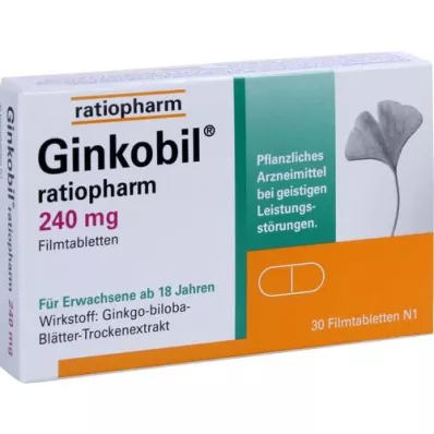 GINKOBIL-ratiopharm 240 mg kalvopäällysteiset tabletit, 30 kpl