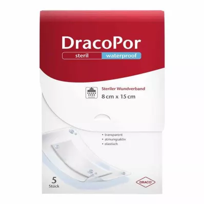 DracoPor vedenpitävä haavasidos 8x15 cm steriili, 5 kpl