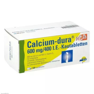 CALCIUM DURA Vit D3 600 mg/400 I.U. purutabletit, 120 kpl