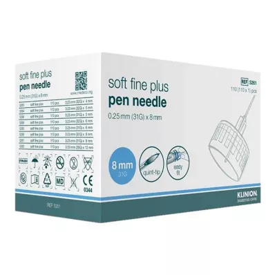 KLINION Pehmeät hienot plus-kynäneulat 0,25x8 mm 31 G, 110 kpl KLINION Pehmeät hienot plus-kynäneulat 0,25x8 mm 31 G, 110 kpl