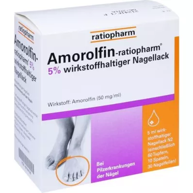 AMOROLFIN-ratiopharm 5% kynsilakka, joka sisältää vaikuttavaa ainetta, 5 ml