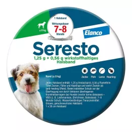 SERESTO 1.25g + 0.56g Kaulapanta enintään 8kg painaville koirille, 1 kpl