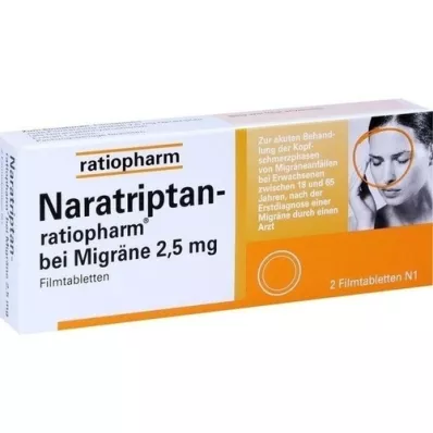 NARATRIPTAN-ratiopharm for migreeni kalvopäällysteiset tabletit, 2 kpl