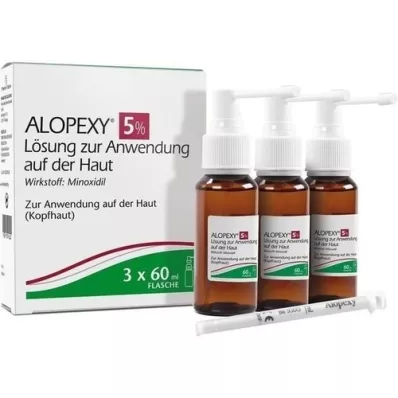 ALOPEXY 5-prosenttinen liuos iholle levitettäväksi, 3X60 ml